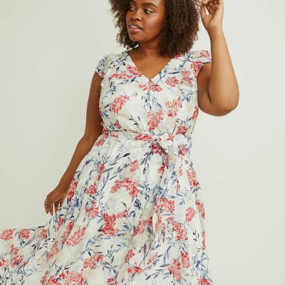 Lane Bryant - Chiffon Faux-Wrap Midi Dress